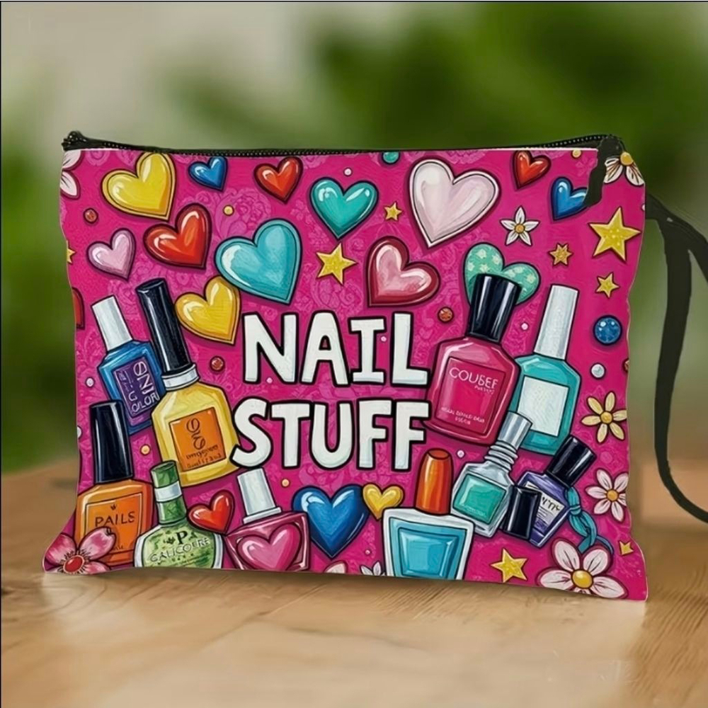 Women's Nail Stuff Cosmetic Bag One Size Pink Multi-color
